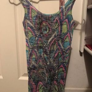 Peacock print tank
